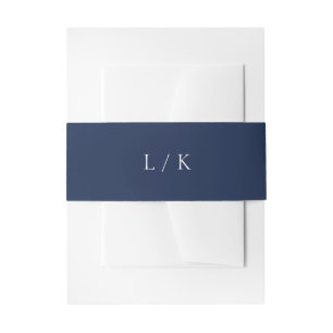 Timeless Monogram Navy Blue Elegant Wedding Invitation Belly Band