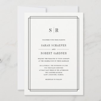 Timeless Monogram Wedding Invitation | Zazzle