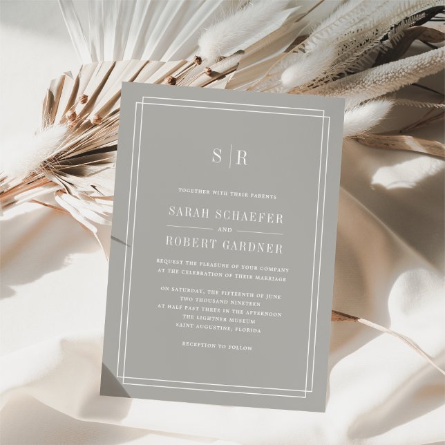 Timeless Monogram Wedding Invitation | Greige (Creator Uploaded)