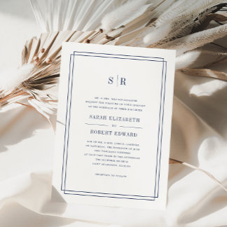 Timeless Monogram Wedding Invitation | Navy