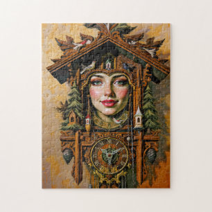 “Timeless Muse” – A Cuckoo Clock Portrait Jigsaw Puzzle