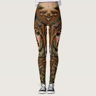 “Timeless Muse” – A Cuckoo Clock Portrait Leggings