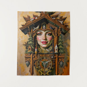 “Timeless Muse” – A Cuckoo Clock Portrait Tapestry