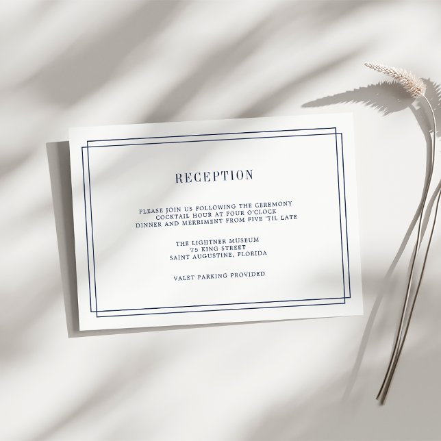 Timeless Navy and White Reception Card (Creator Uploaded)