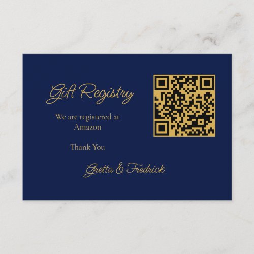 Timeless Navy Blue and Gold Wedding Registry  Enclosure Card