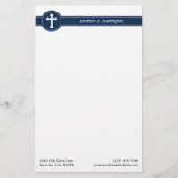 Timeless Navy Blue Cross Name & Contact Info