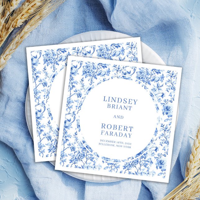 Timeless Navy Roses Floral Custom Wedding Napkins (Timeless Navy Roses Floral Custom Wedding Napkins)