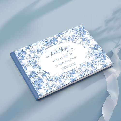 Timeless Navy Roses Floral Toile Guest Book