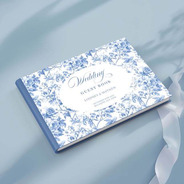 Timeless Navy Roses Floral Toile Guest Book (Timeless Navy Roses Floral Toile Guest Book)