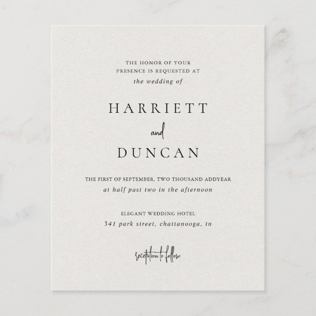 Timeless Neutral Beige Budget Wedding Invite (Front)