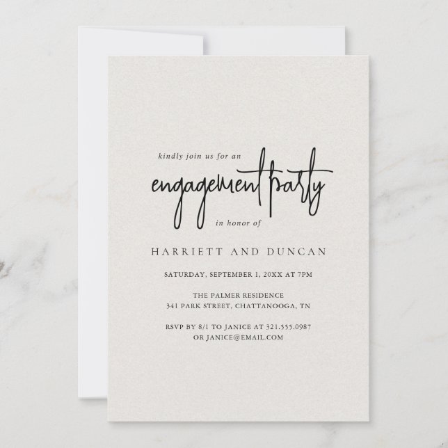 Timeless Neutral Beige Elegant Engagement Party Invitation (Front)