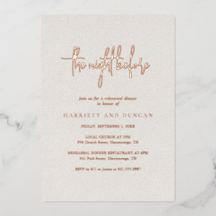 Timeless Neutral Beige Elegant Rehearsal Dinner Foil Invitation