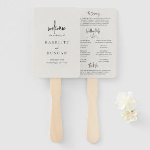 Timeless Neutral Beige Elegant Wedding Program Hand Fan