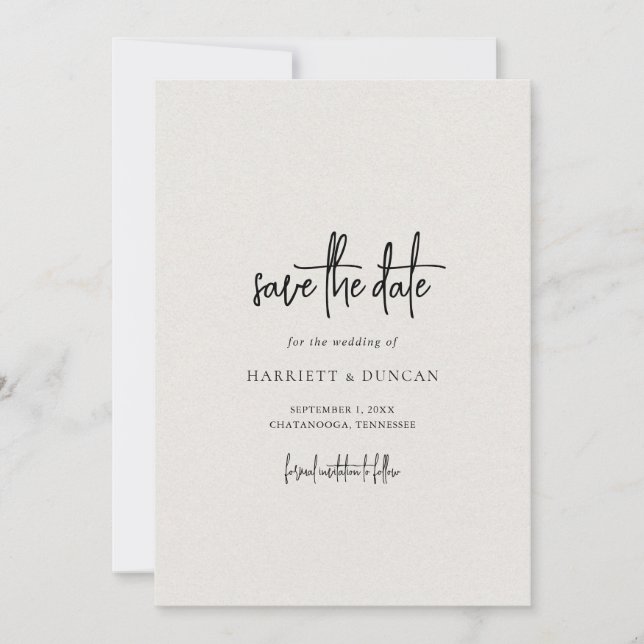 Timeless Neutral Beige Elegant Wedding Save The Date (Front)