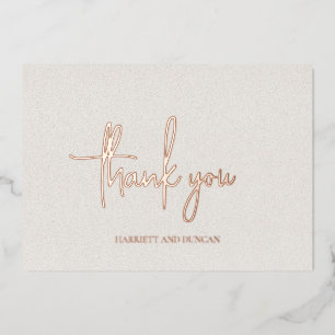 Timeless Neutral Beige Elegant Wedding Thank You Foil Invitation