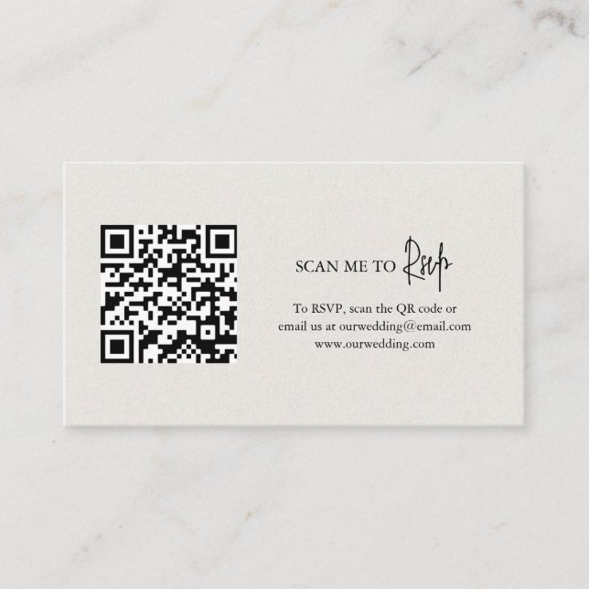 Timeless Neutral Beige QR Code Elegant Wedding Enclosure Card (Front)