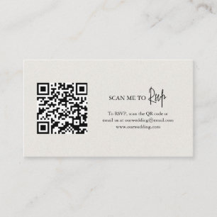 Timeless Neutral Beige QR Code Elegant Wedding Enclosure Card
