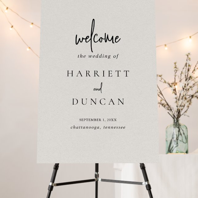 Timeless Neutral Elegant Wedding Welcome Sign (In Situ (Stand))