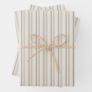 Timeless Neutral Tailored Stripe Pattern Wrapping Paper Sheets