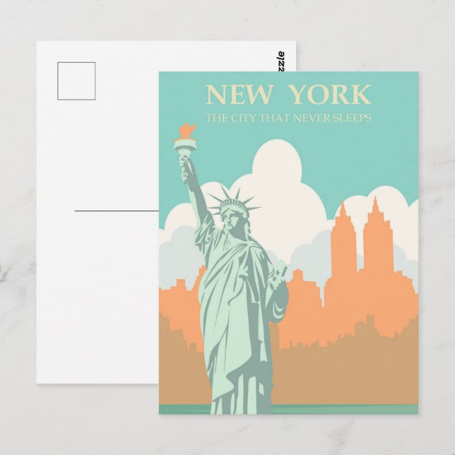 Timeless New York: Statue of Liberty in the City Postcard (Front/Back)