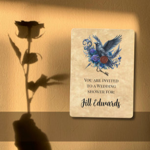 Timeless Nocturne: Clockwork Raven Bridal Shower Invitation