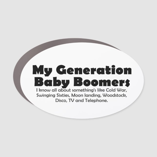 Timeless Nostalgia: Baby Boomers Retro Quote Car Magnet (Front)