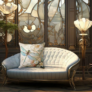 Timeless Nouveau Graceful Dragonfly Throw Pillow