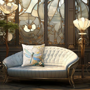 Timeless Nouveau Graceful Dragonfly Throw Pillow