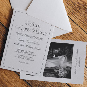 Timeless Old Money Black and White Wedding Invitation