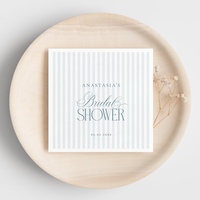 Timeless Old Money Blue Stripes Bridal Shower Napkins (Creator Uploaded)