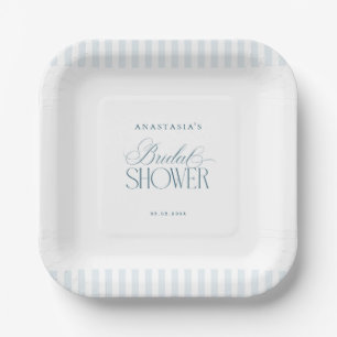 Timeless Old Money Blue Stripes Bridal Shower Paper Plates