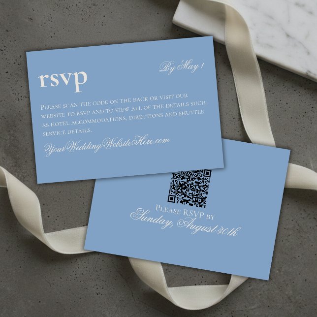 Timeless Old Money Blue Wedding QR RSVP Card (Timeless Old Money Blue Wedding QR RSVP Card
)