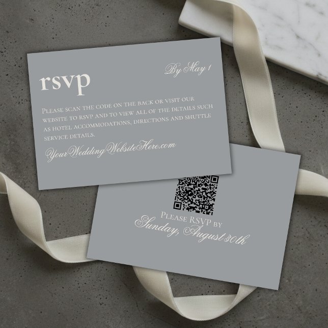Timeless Old Money Grey Wedding QR RSVP Card (Timeless Old Money Grey Wedding QR RSVP Card)