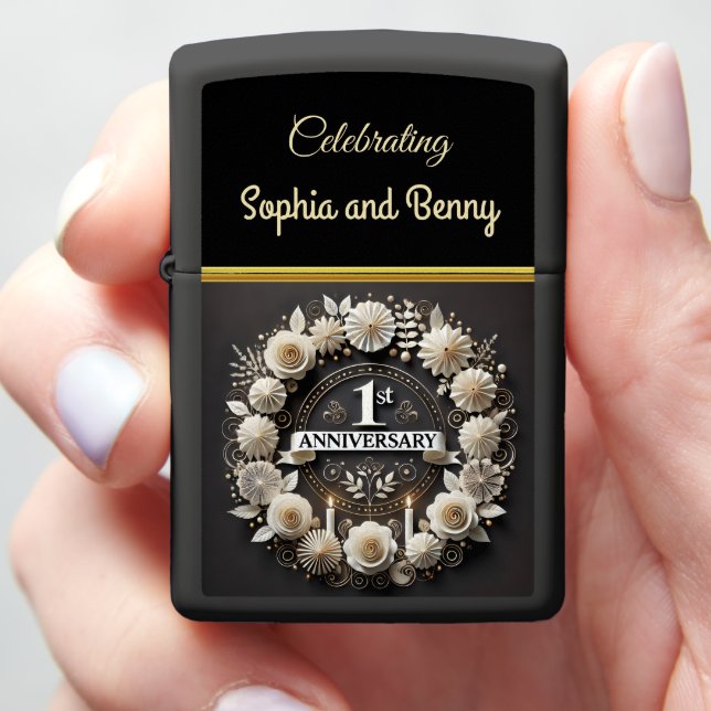 Timeless Paper Wreath for Anniversary Zippo Lighter (In Hand)