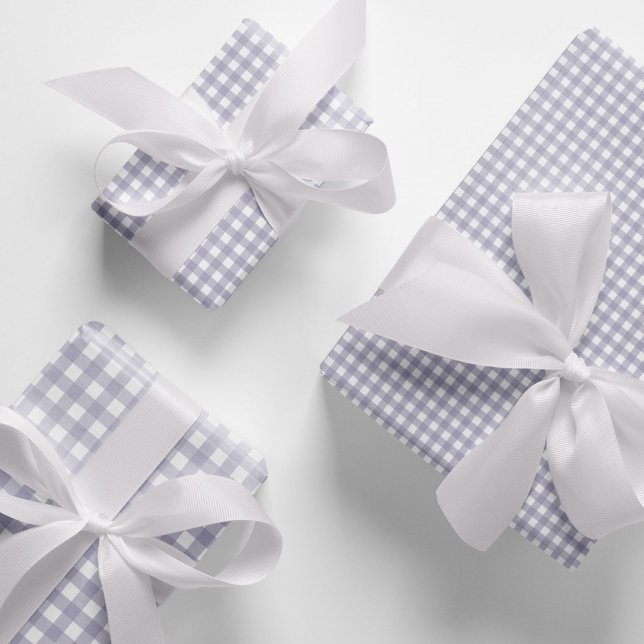 Timeless Pastel Lavender Gingham Check Pattern  Wrapping Paper Sheets (Classic, elegant lavender gingham checks wrapping paper for baby showers, Easter or birthdays.)