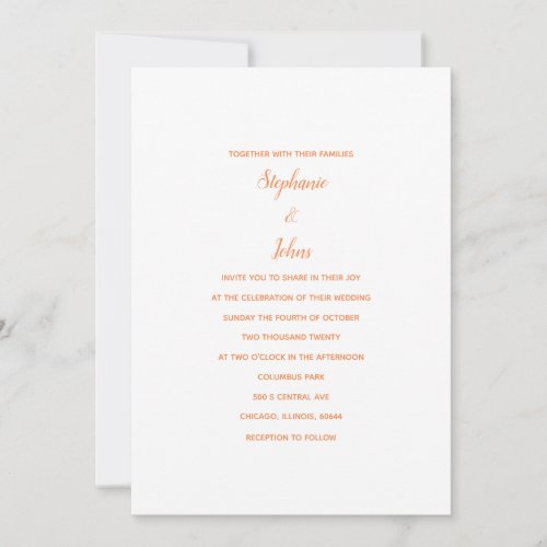 Timeless Peach Fuzz Simple Minimalist 2024 Wedding Invitation