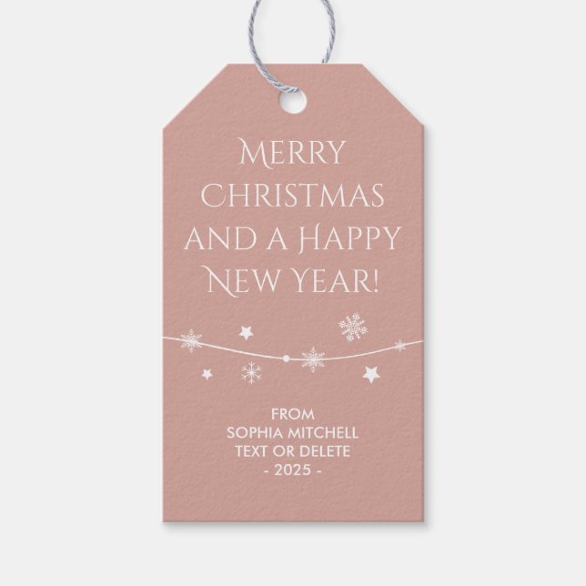 Timeless - Peach Pink - Snowflake Gift Tags (Front)