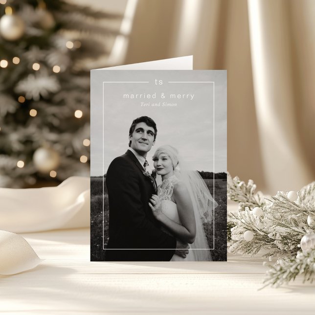 Timeless Photo Modern Newlywed Christmas Holiday Card (Creator Uploaded)