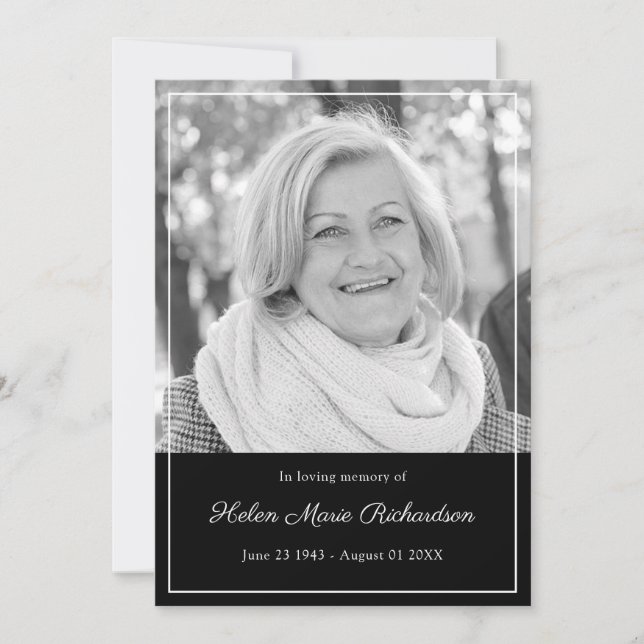 Timeless Photo Sympathy In Loving Memory Funeral Thank You Card (Front)