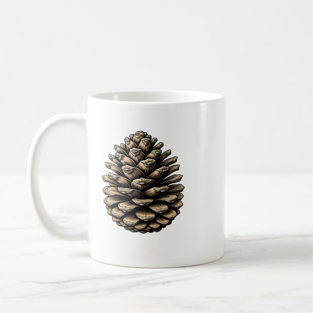 Timeless Pine Cone Mug Design – Embrace Nature (Left)