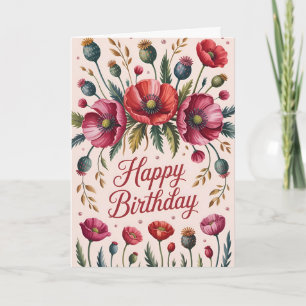 Timeless Poppy Floral Birthday Card