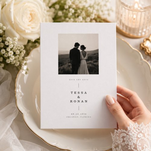 Timeless Portrait Wedding Save The Date Card.