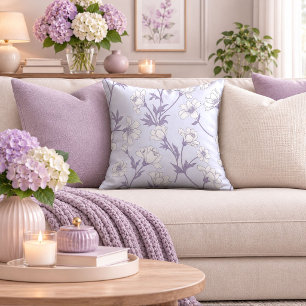 Timeless Purple Blossom Garden Accent Pillow