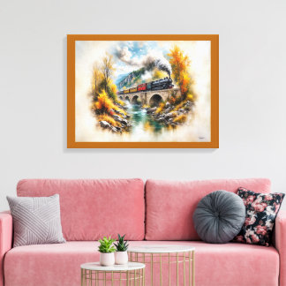 Timeless Railway Escape / Picturesque Fall Scenery Canvas Print