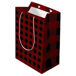 Timeless Red and Black Buffalo plaid Medium Gift Bag