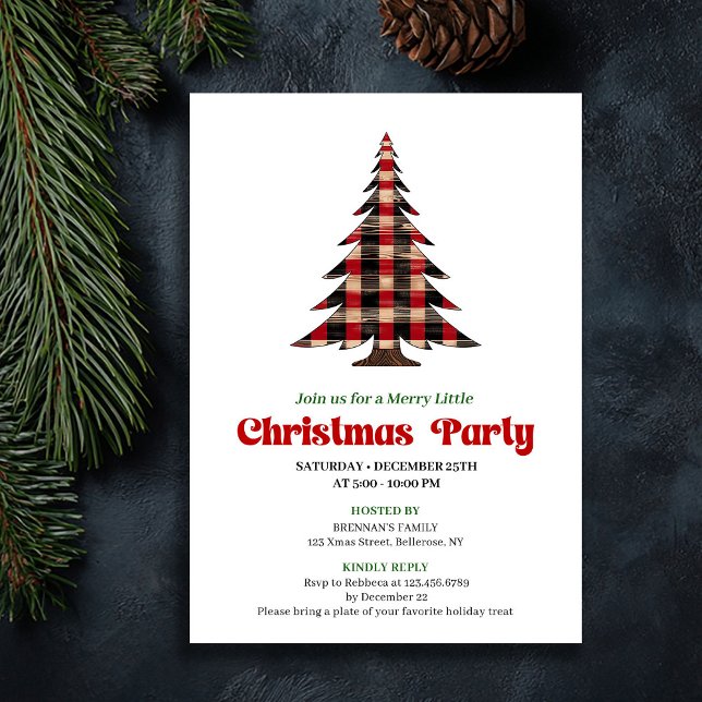Timeless Red Black Plaid Christmas Celebration Invitation (Timeless Red Black Plaid Christmas Celebration Invitation)