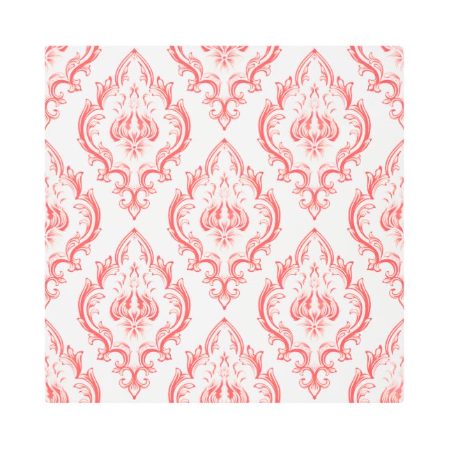 Timeless Red Floral Elegance Metal Print (Front)