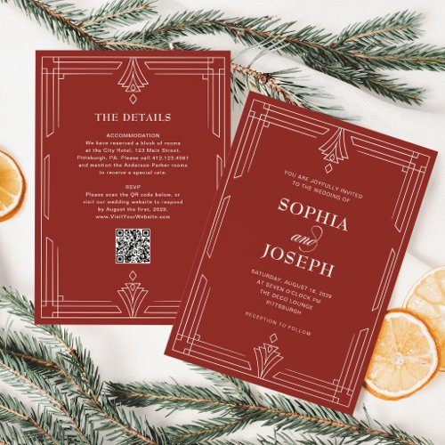 Timeless Red | QR Code All in One Holiday Wedding Invitation