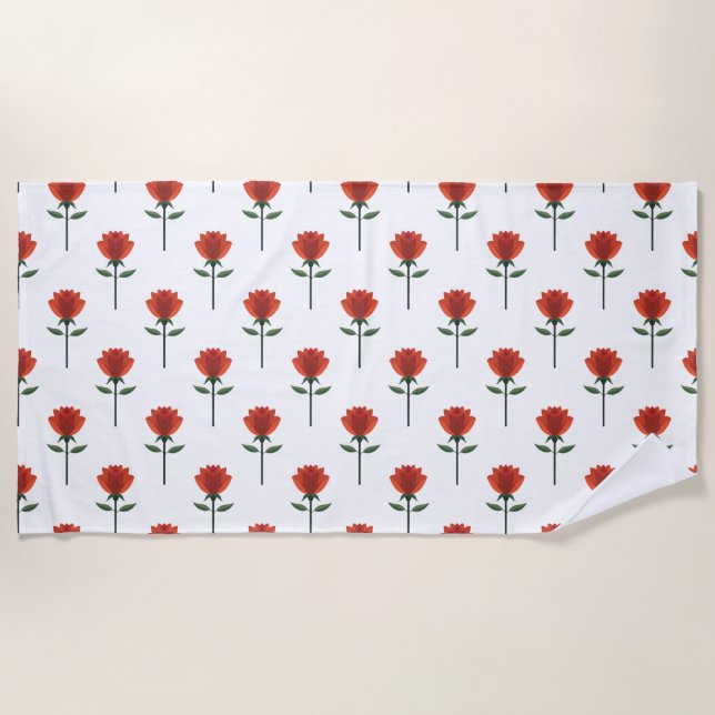 Timeless Red Rose Beach Towel (Front)
