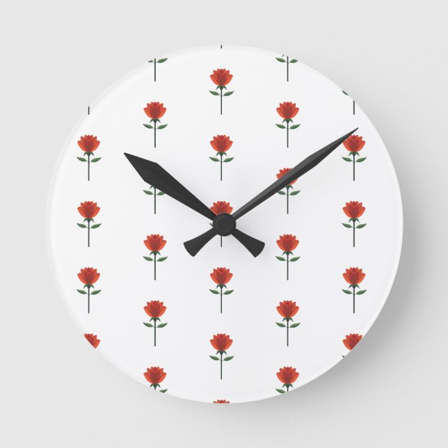 Timeless Red Rose Round Clock (Front)